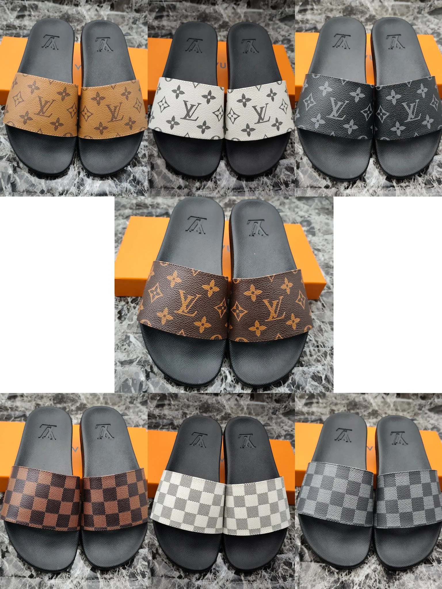 👟👟Ex-factory price 260👟👟 (available all year round), same style for men and women, size 35--48. Couple style🎗Louis Vuitton "LV" slippers, a much-anticipated one, so beautiful that it will melt your hearts❤! It is simply a masterpiece of extraordinary craftsmanship. It is a must-have for everyone. It is made by open mold. It feels Q-bounce and super soft on the feet. It is super delicate on the feet. It is an exclusive model. There are many layouts, so there is always one you like🎉🎉